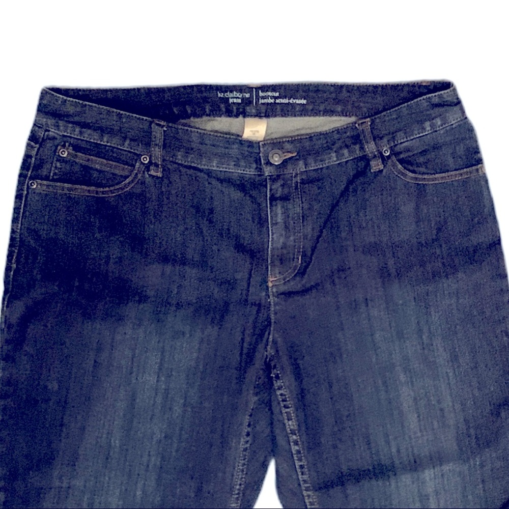 Liz Claiborne Petite Straight Bootcut Denim Jeans Classic Dark Blue